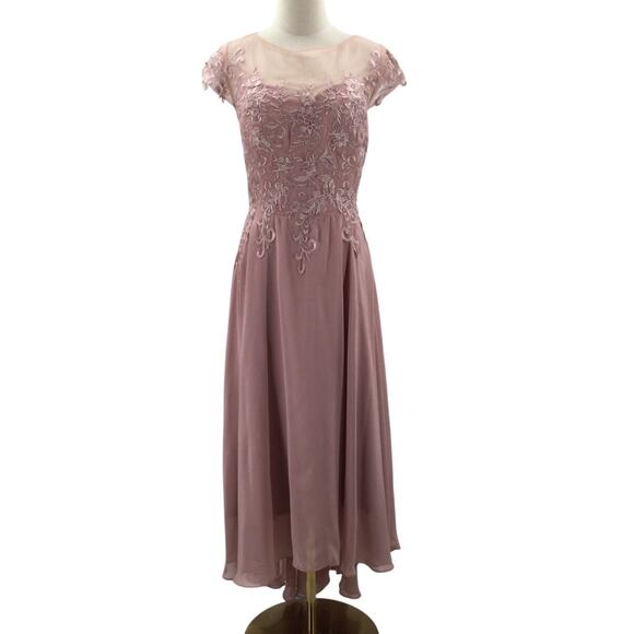 FORMAL 14 1X plus pink lace mother of bride gala party midi dress NEW B105 - Picture 1 of 7